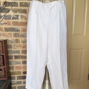 NWT Emma James White Linen Blend Dress Trousers Elastic Insets Fully Lined 18W
